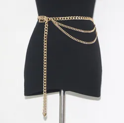 Multilayer Metal Waist Chain Belt with Pin buckle for Women