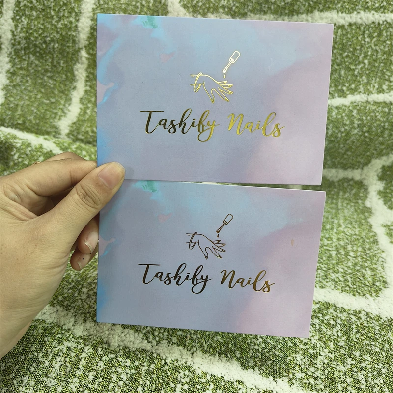 Luxury print thank you card 400g double sided gold foil logo wholesale purchase thank you card shiny