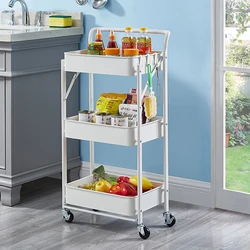 Wheelbarrow folding rack Kitchen floor multistorey snacks baby living room bedroom mobile bathroom storage rack