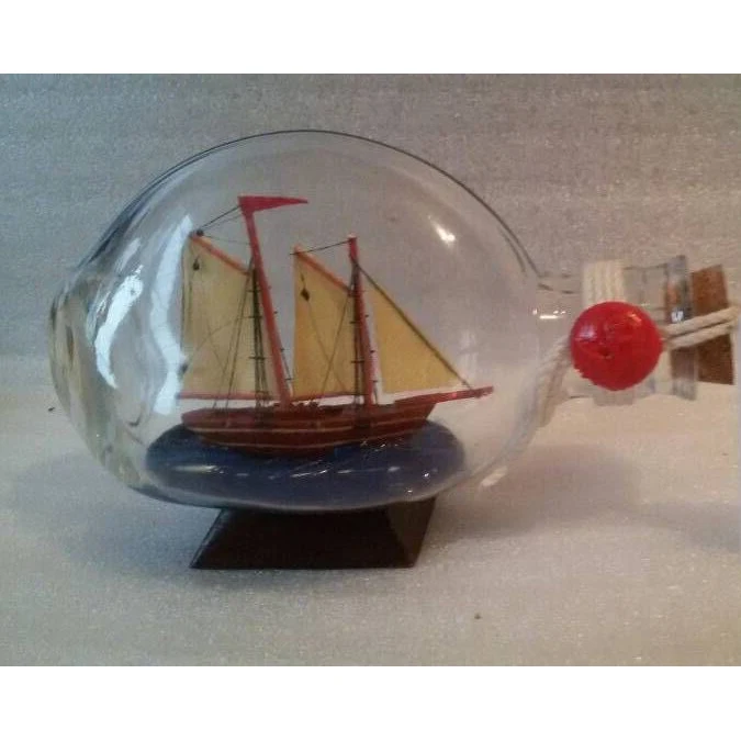 Морские декоративные стеклянные бутылки корабля, (12,5x6x8,2 см), корабль в бутылке, стеклянные поплавки