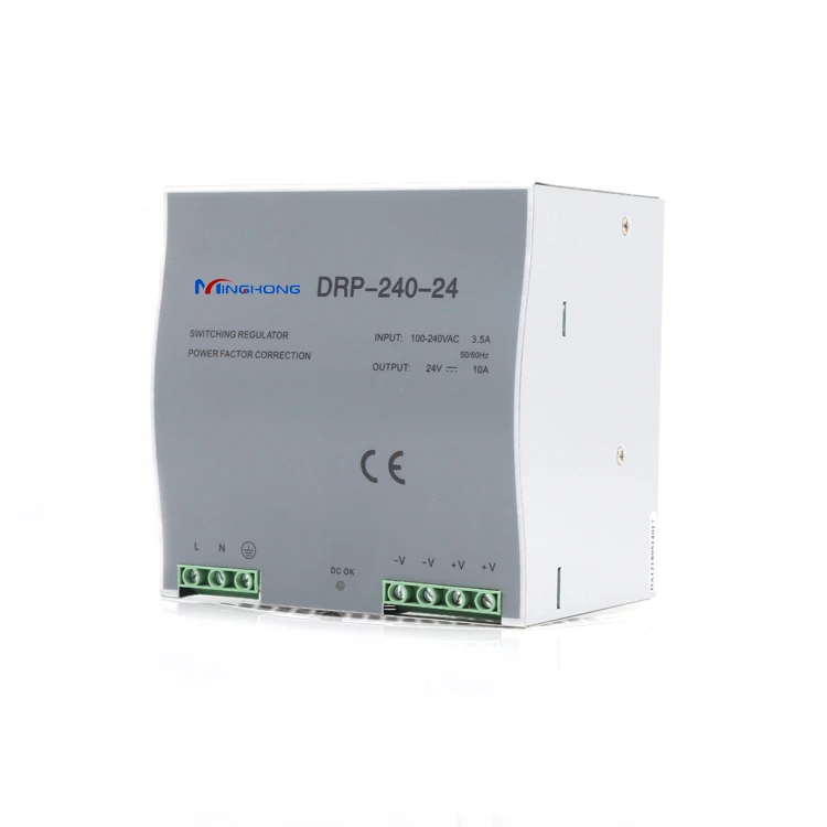 Minghong CE approval Din rail type DR-240-12 240W 12V 20A Din rail power supply for Industrial automation