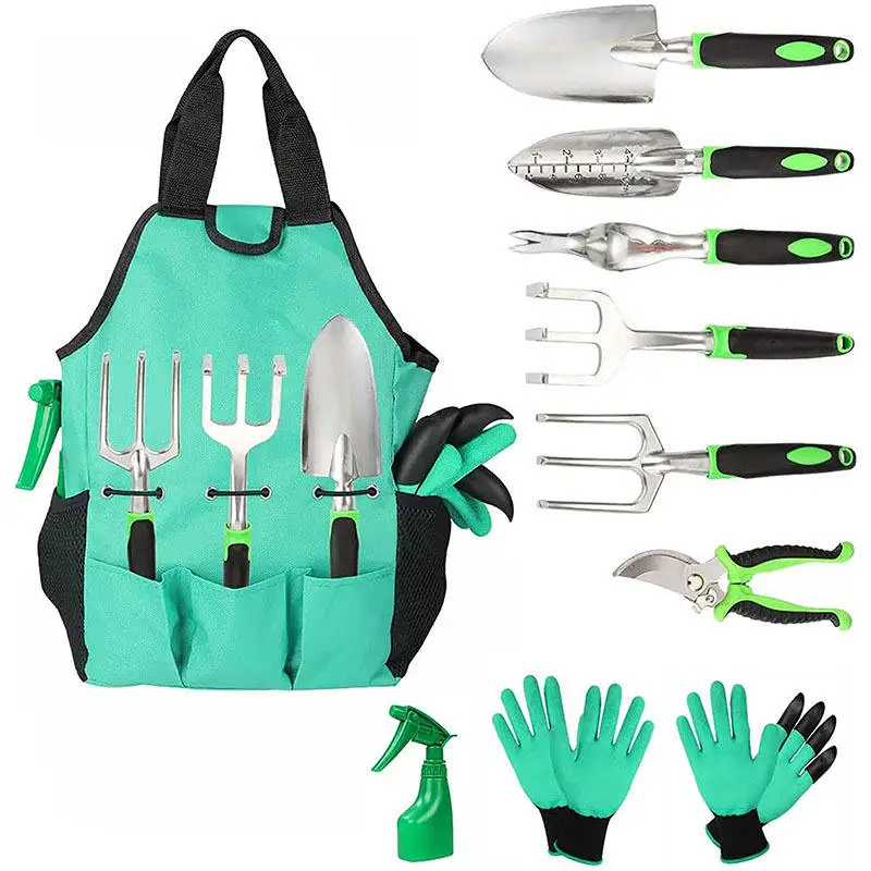 Gardening Tools Floral Carrying Case Gardening Hand Tools With Trowel Rake Weeder Pruner Shears Small Shovel Hand Tools Set