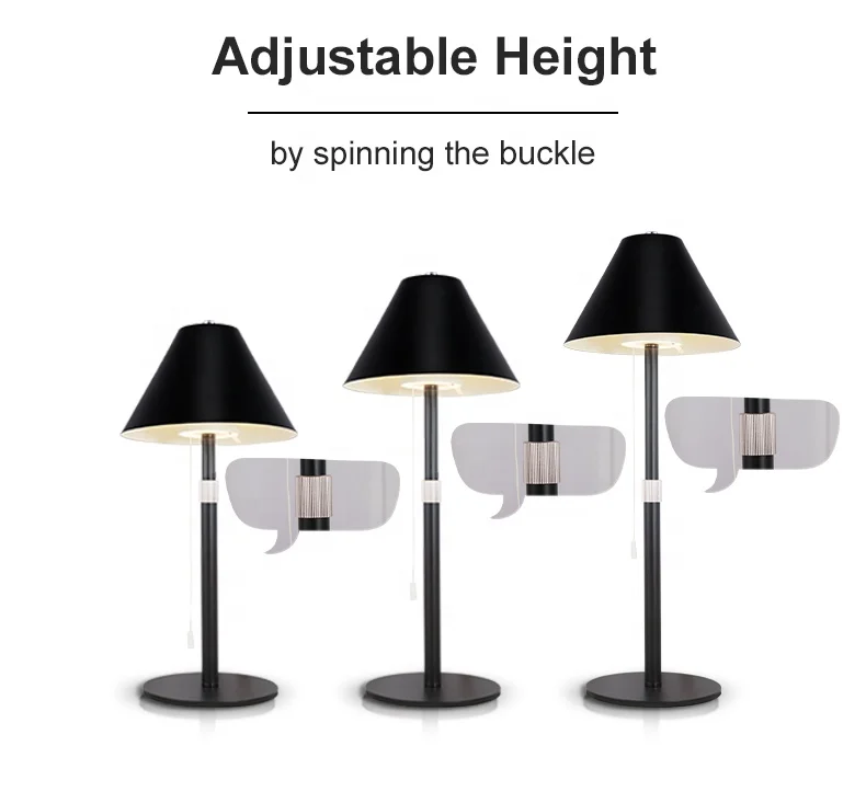 Hot Sale Adjustable Height Pull Chain Hotel Restaurant Rechargeable Led Table Lamp Lampada Tavolo Ristorante