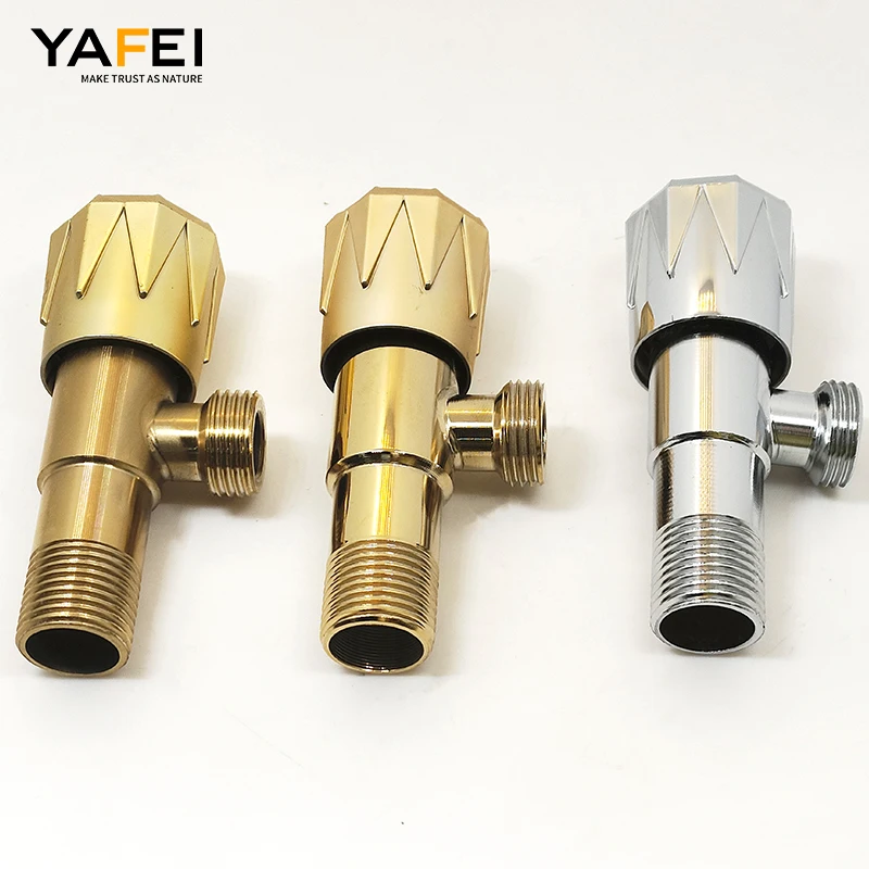 Durable copper core plastic hand wheel angle valve 1/2' Shut off water stainless brushed angle stop valve for toilet faucet