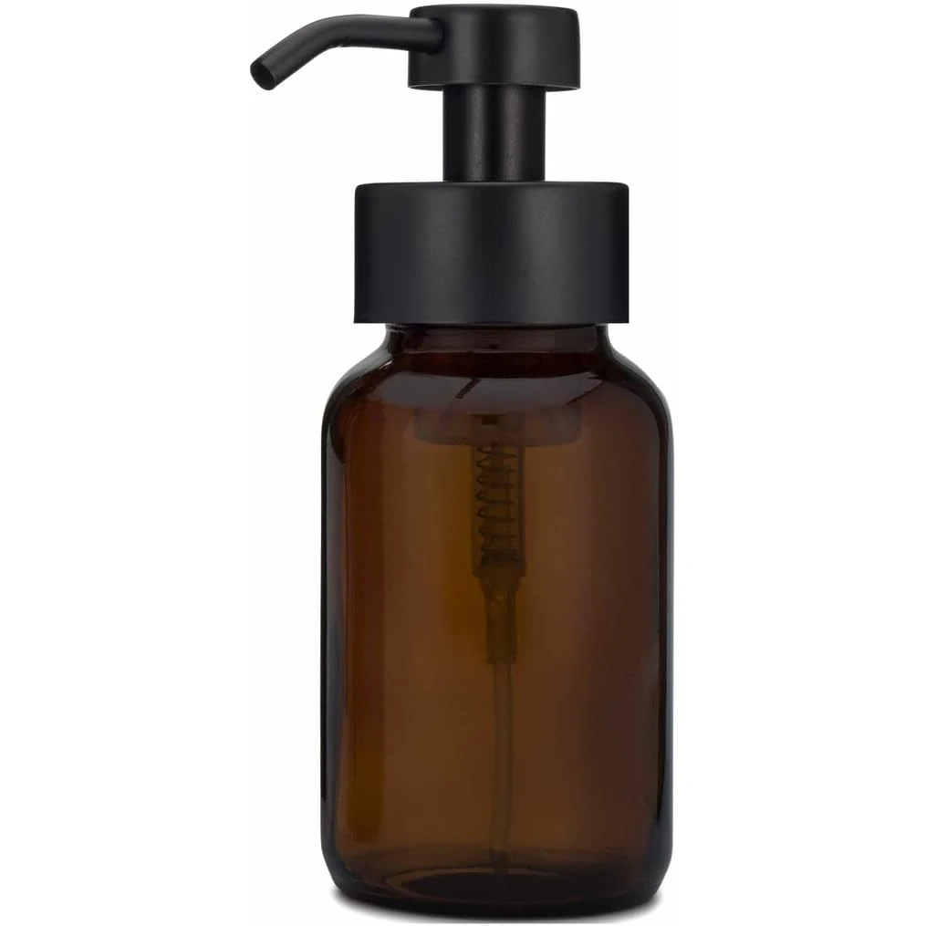 High thick glass hotel foam soap dispenser with rust proof stainless steel pump