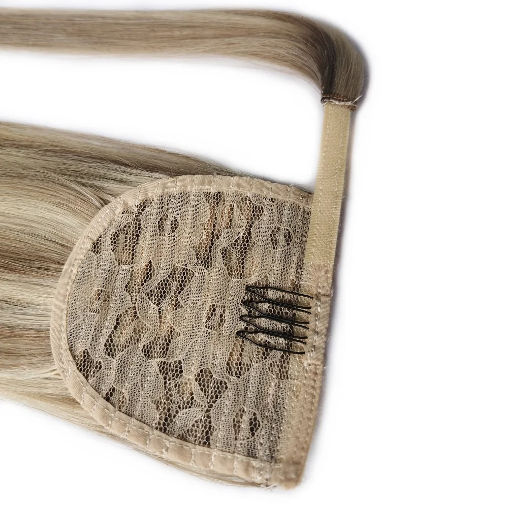 Wholesale Factory Top Quality Colored Natural Human Remy Hair Wrap Around Ponytail Hair Extension Mixed Piano color