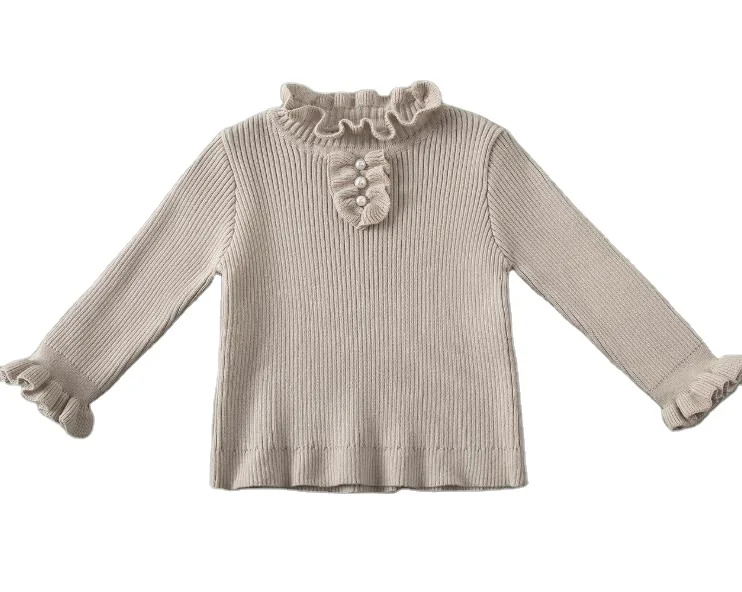
2021 new model ruffle bottom cotton knitted jumper pullover sweaters for infant baby girls 