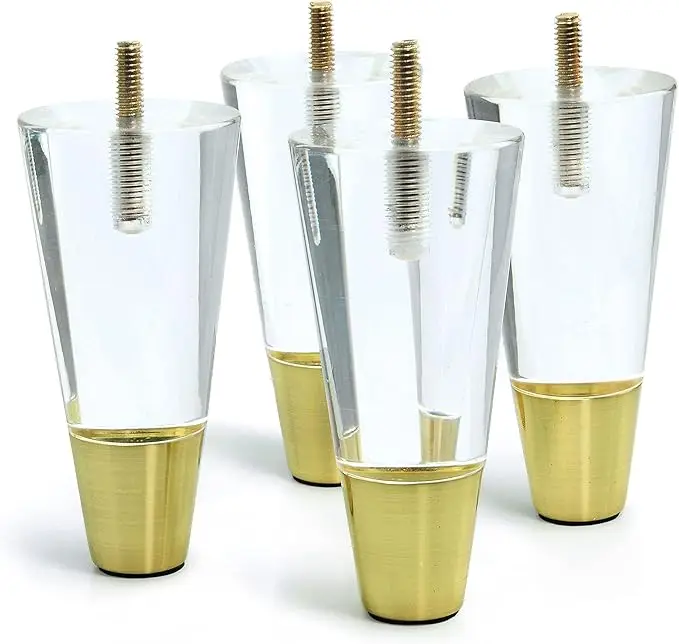 Tapered Style Modern Clear Decor DIY Legs Acrylic Furniture Legs Replacement Sofa Feet Cabinet