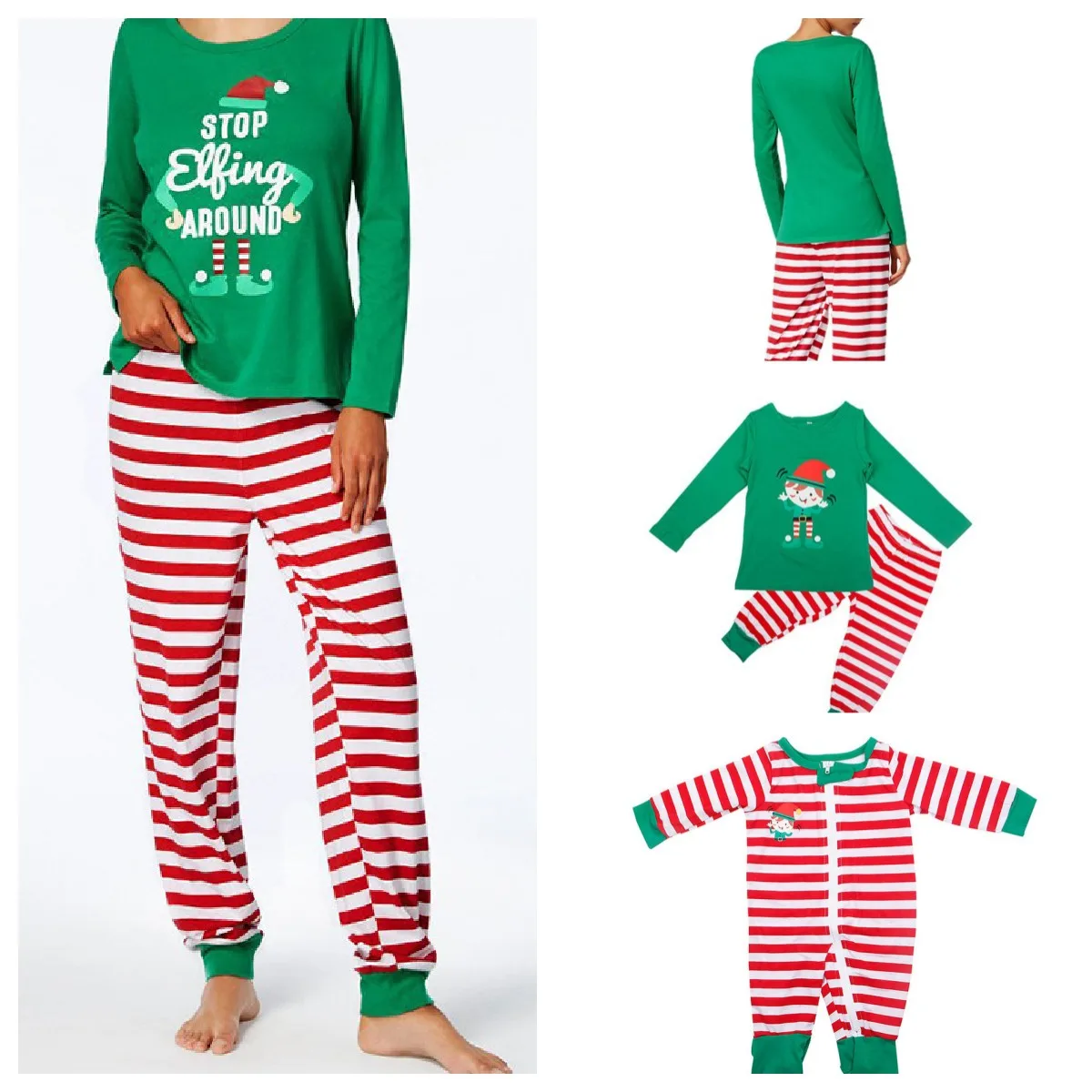 Wholesale Xmas Custom Blank Christmas Print Adult Kids Baby M L Pajamas Set For Family