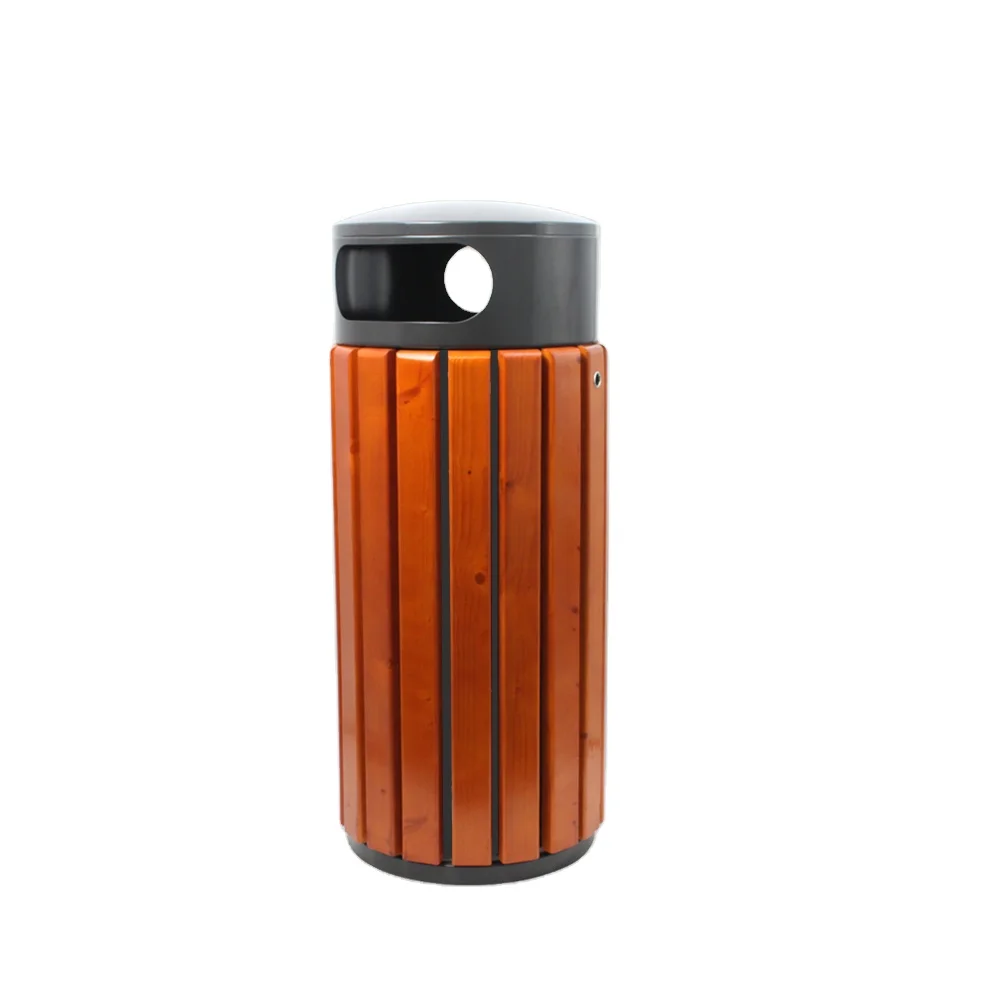 Traust outdoor unique wooden public cardboard dustbin garden garbage litter trash bin can