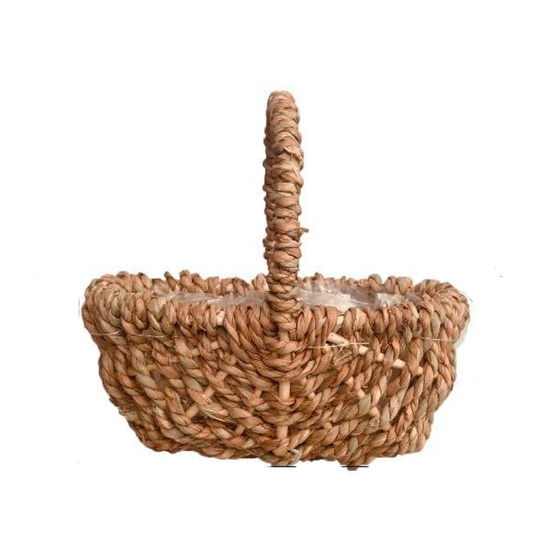 Weller outdoor garden gift fruit wine tall bulk bamboo wicker hamper basket with nuetral stripe for flowers