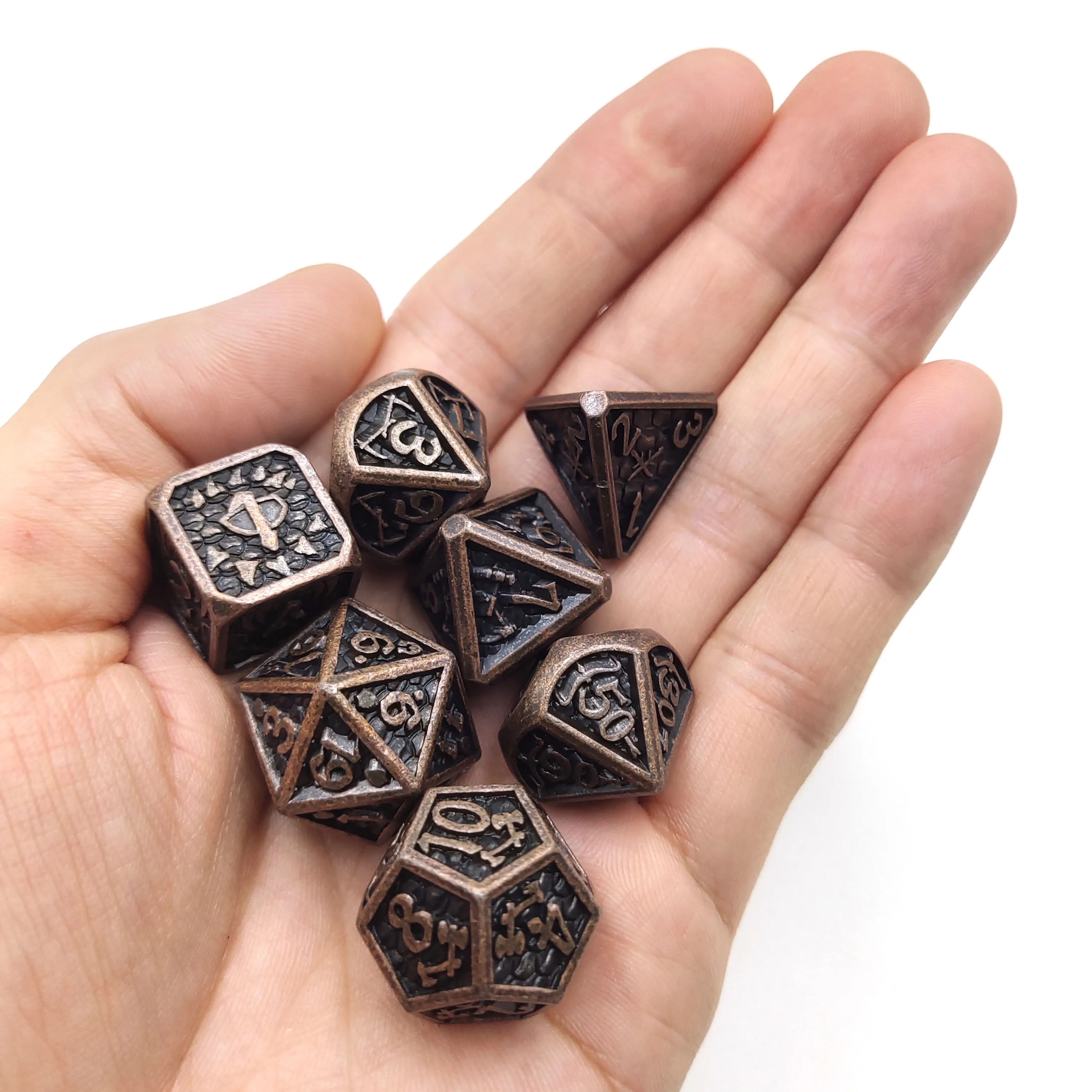 7 Pcs Custom Red Dnd Metal Dice Game Dice Set Bulk Wholesale