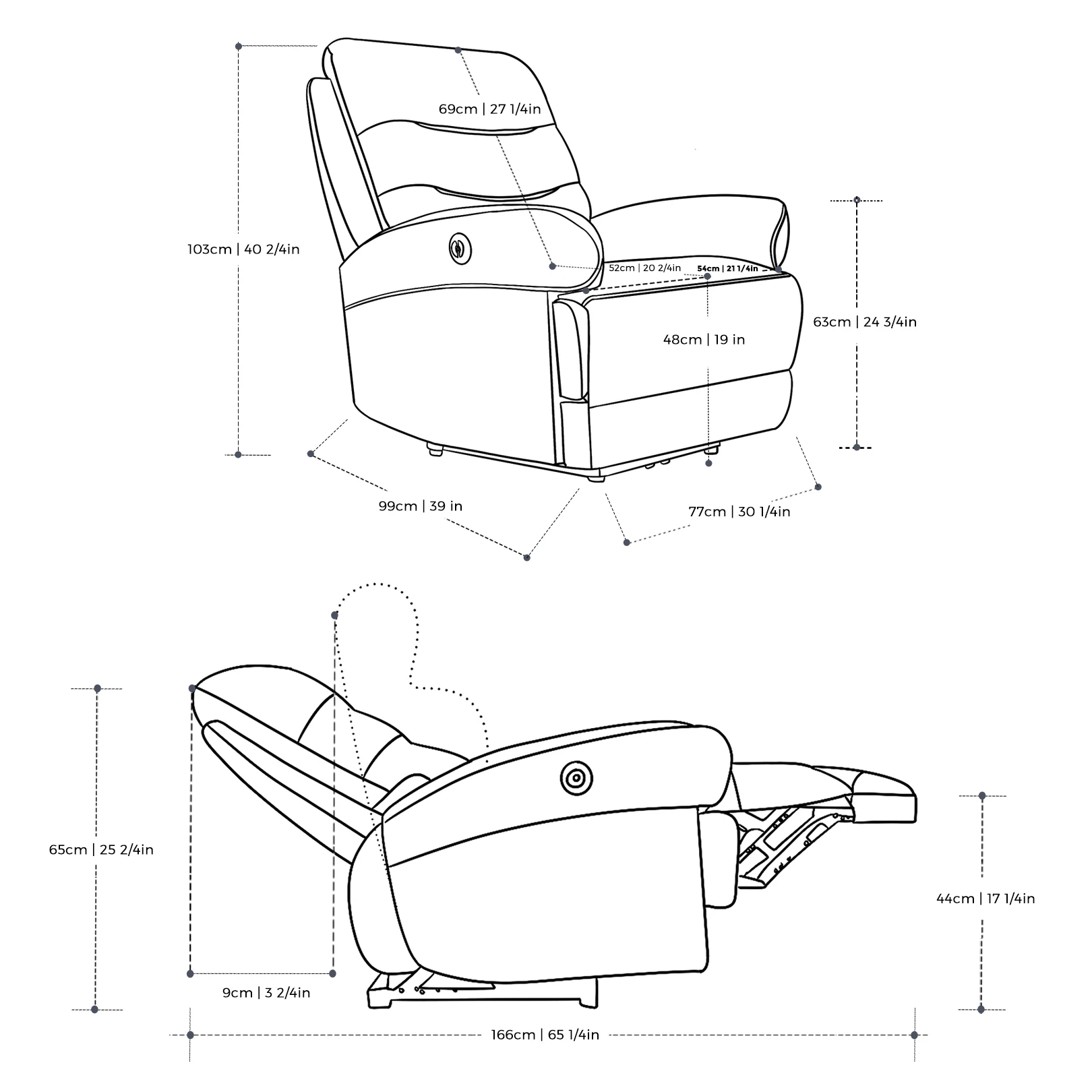 Popular Style Custom Multi Functional Armrest Fabric Electric Oversized Recliner Chair