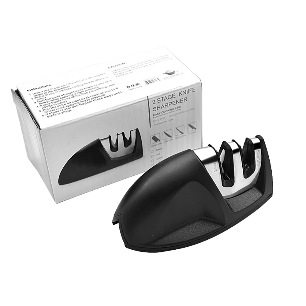 Knife Sharpener 2 Stages Knife Sharpening stone Grindstone Whetstone Grinder Household Diamond And Ceramic Stages Anti-slip Base