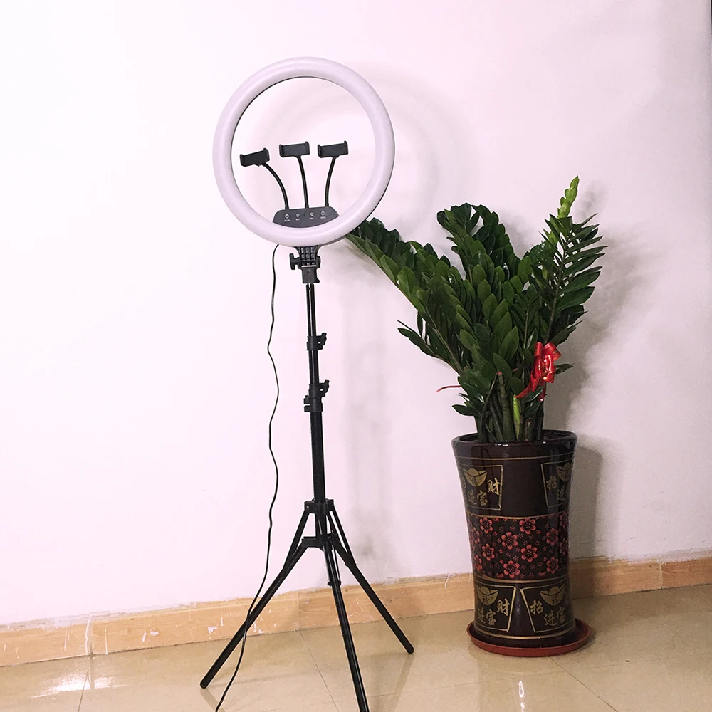Хит продаж, 18 дюймов, Круглый, с регулируемой яркостью, для фото камеры, для видеостудии, для макияжа, для фотографирования, светодиодный кольцевой свет, комплект для фотографии