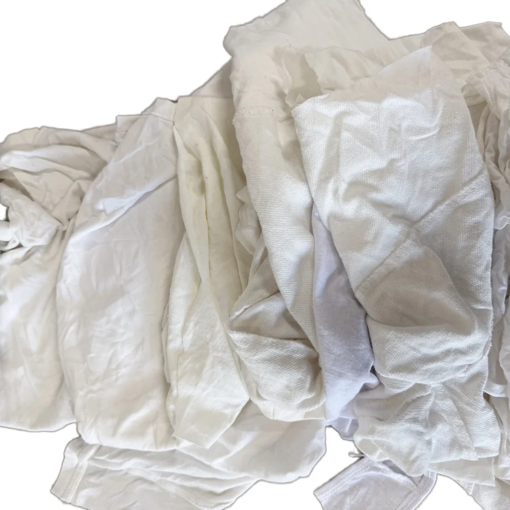 100% Cotton Pure White Terry Fabric T-Shirt Cleaning Cloth Knitted Industry Use