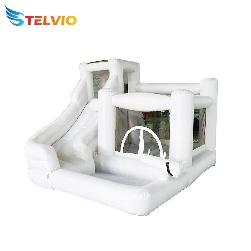 New style blow up jumping castle inflatable white modern bounce house with slide