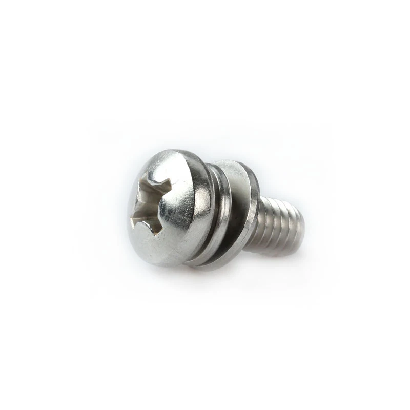 machine screws fasteners cross recessed small pan head screw single coil spring lock plain washer assemblies GB9074