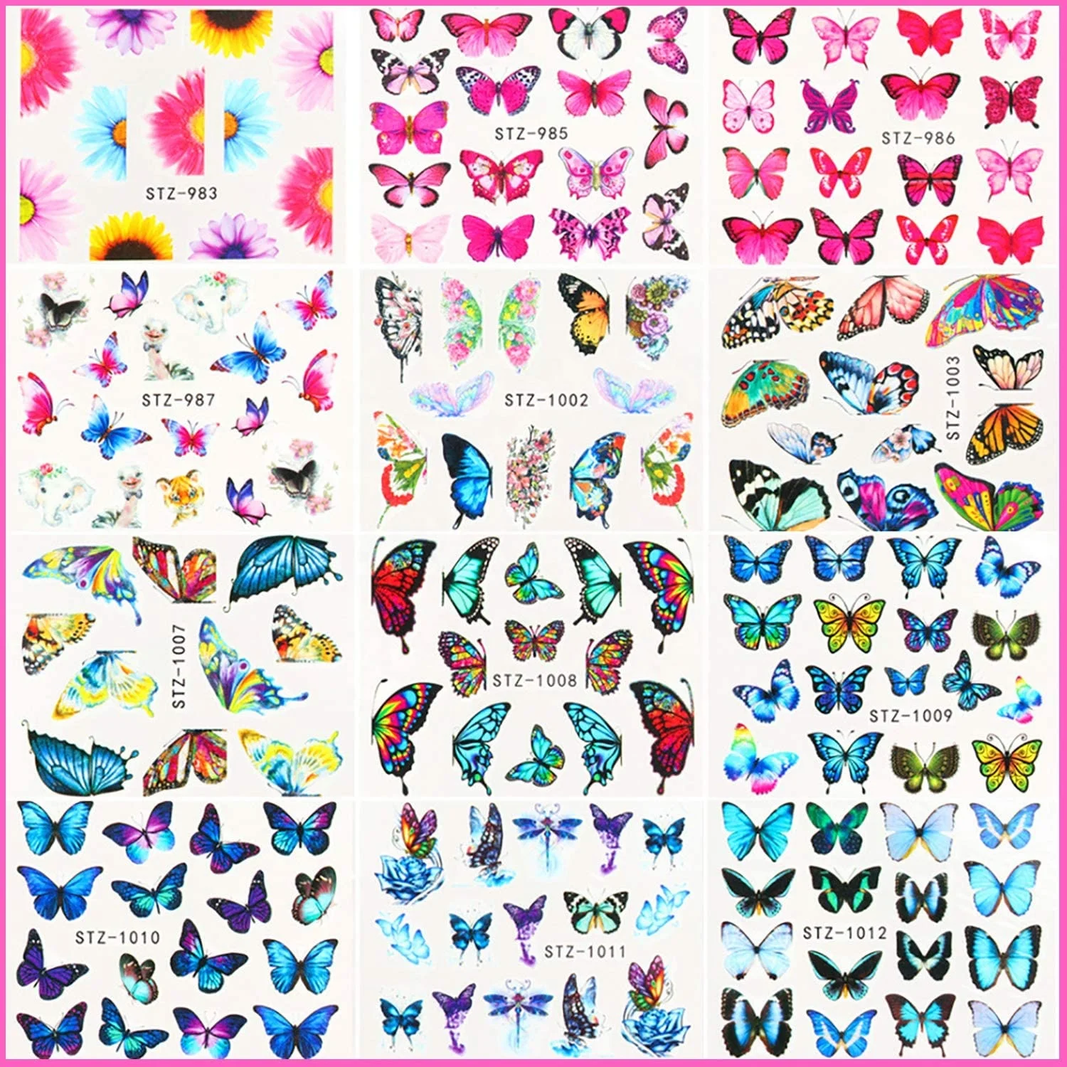 Colorful Nail Wraps Stickers Decals Nail Sticker Art Designer Butterfly Nail Sticker with Different Types