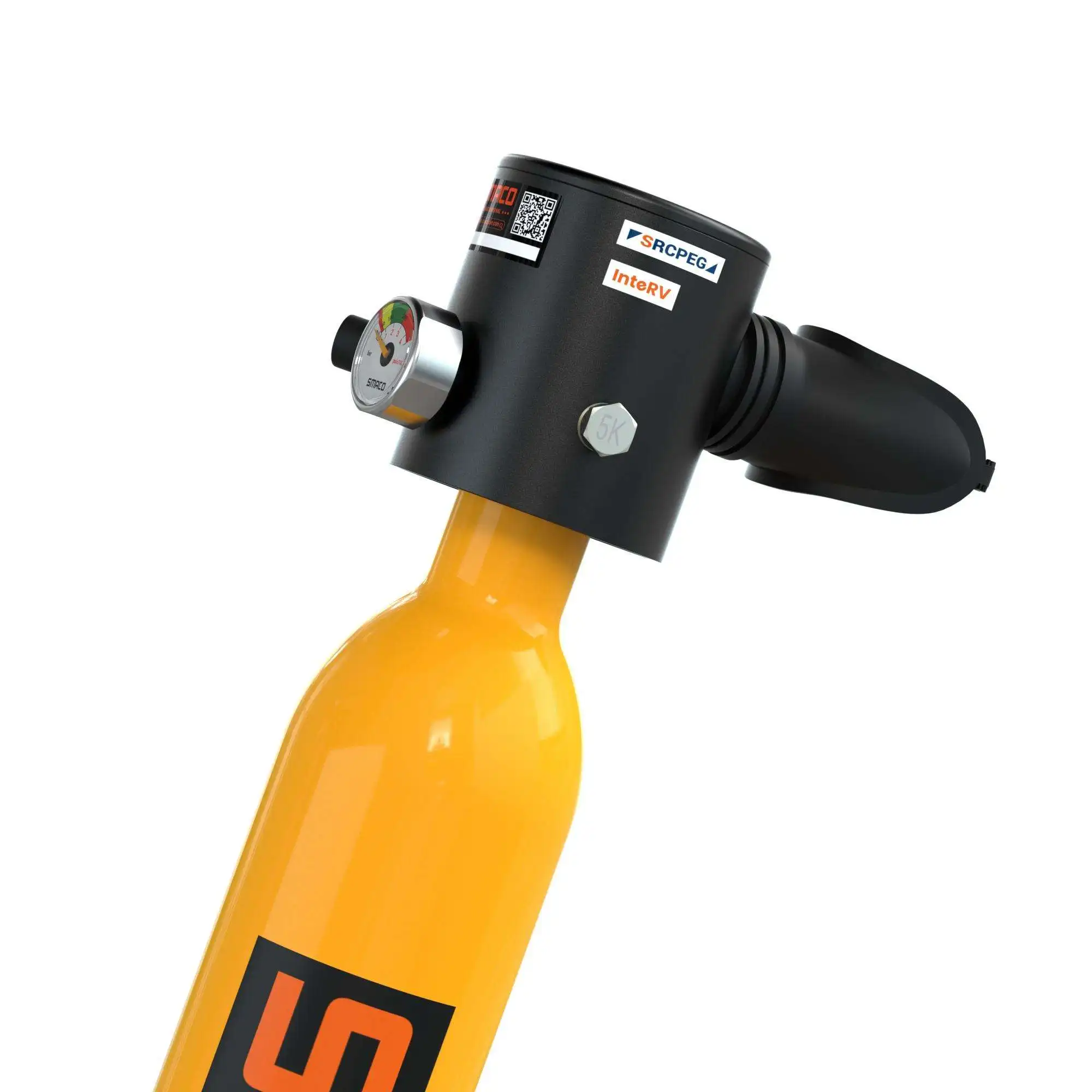 0.5L Scuba Diving Single Oxygen Cylinder Black/Green/Orange Mini Diving Air Tank