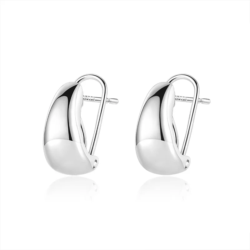 Fashion 925 silver jewelry statement high polished hoop earrings
