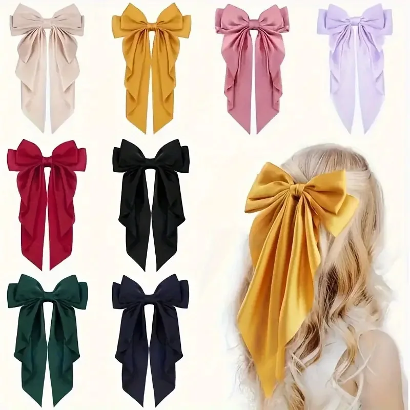 Fashion Large Bowknot Hair Clip Trendy Fabric Bow Hairpin Girl Spring Clip Headdress Hair Accessories