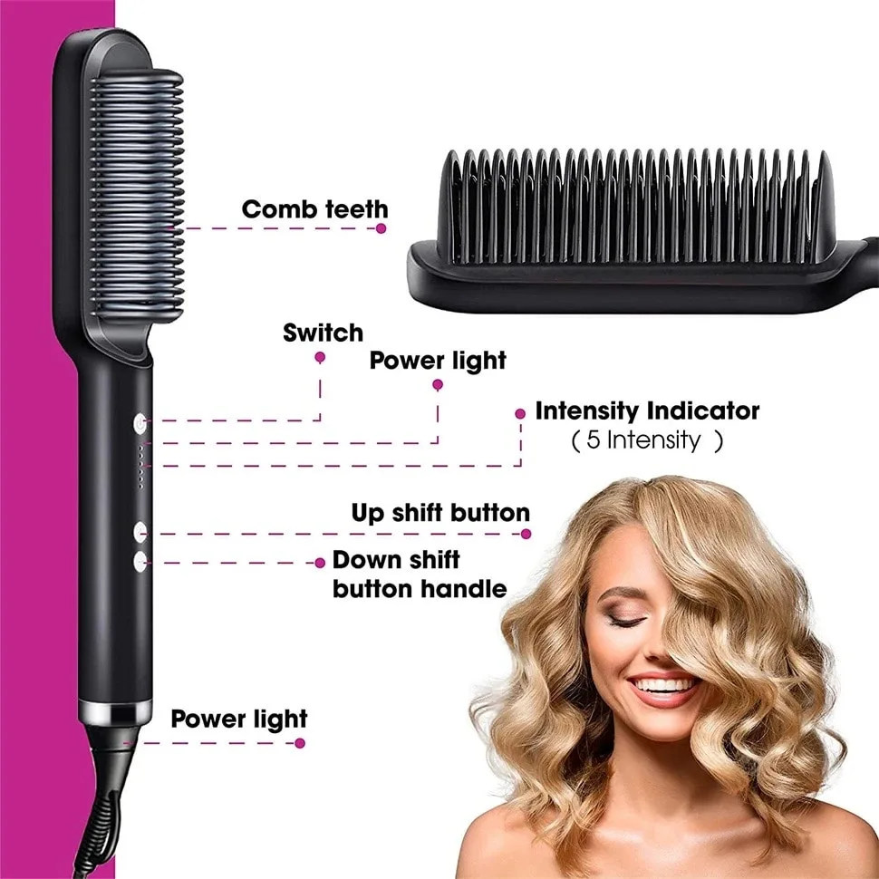 Fast Heating Ionic Straightener Brush air Straightener Brush Hot Comb Hair Tools for Styling