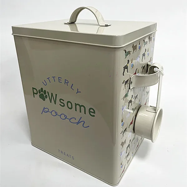Factory Rectangular Metal Tin Box For Pet Food High Quality Customized Logo Dog & Cat Metal Pet Food Container