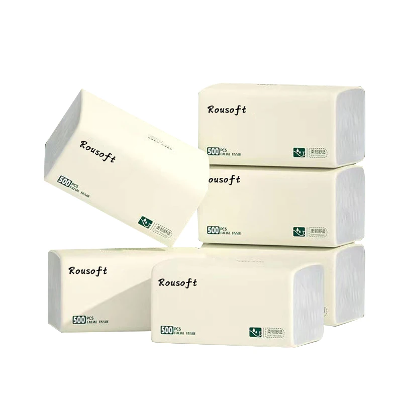 Household Eco Friendly Absorbing Oil Virgin Wood Pulp 500 Sheets Travel Facial Tissue Paper