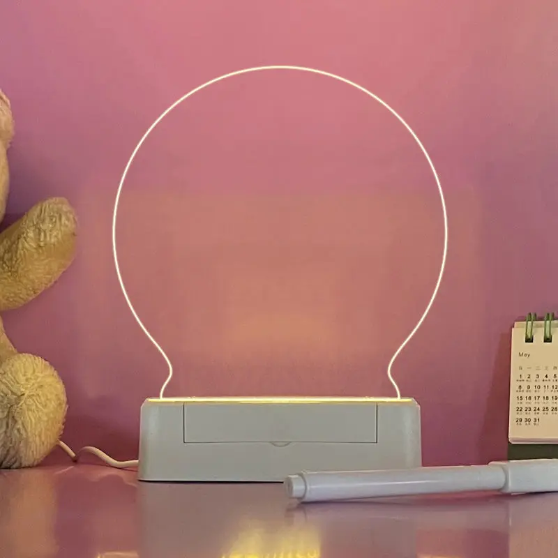 3D Acrylic Table Christmas Lamp Dry Erase White led light board  Notebook With Stand Luminous Message led note board