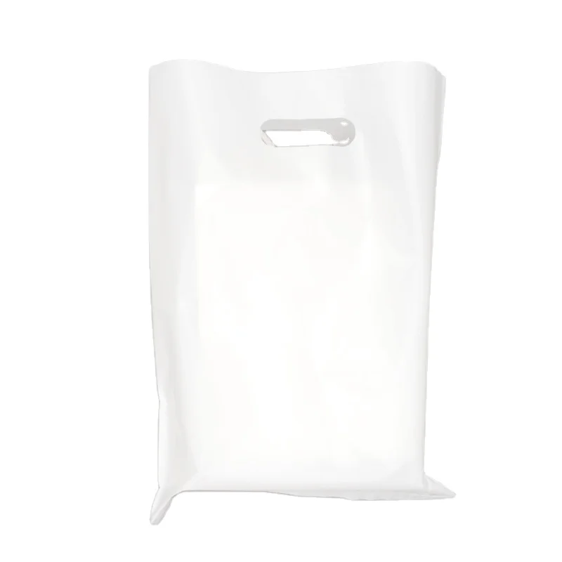 Cheap wholesale customized HDPE Shopping Packaging Thank You Die Cut Handle T-shirt Plastic Bag merchandise bag