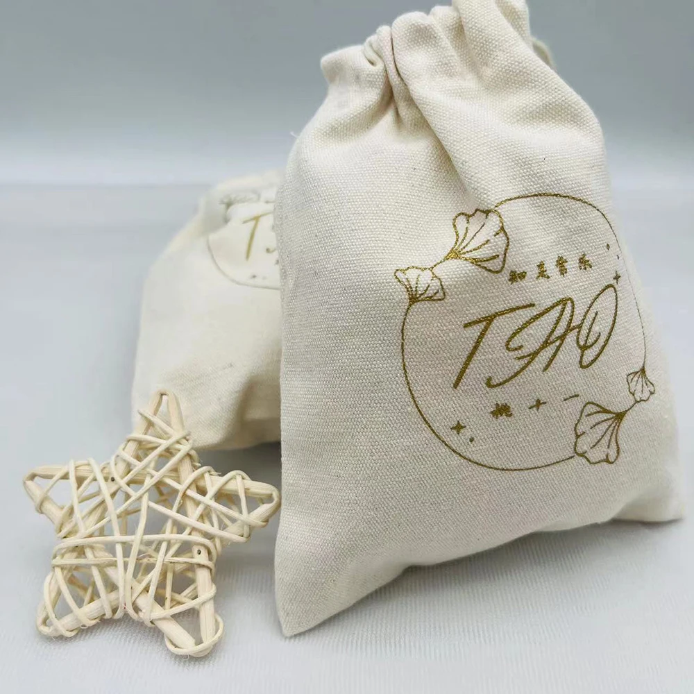 personalized durable unbleached blank cotton drawstring toiletry jewel jewelry earring pouch with logo cotton pouch bag