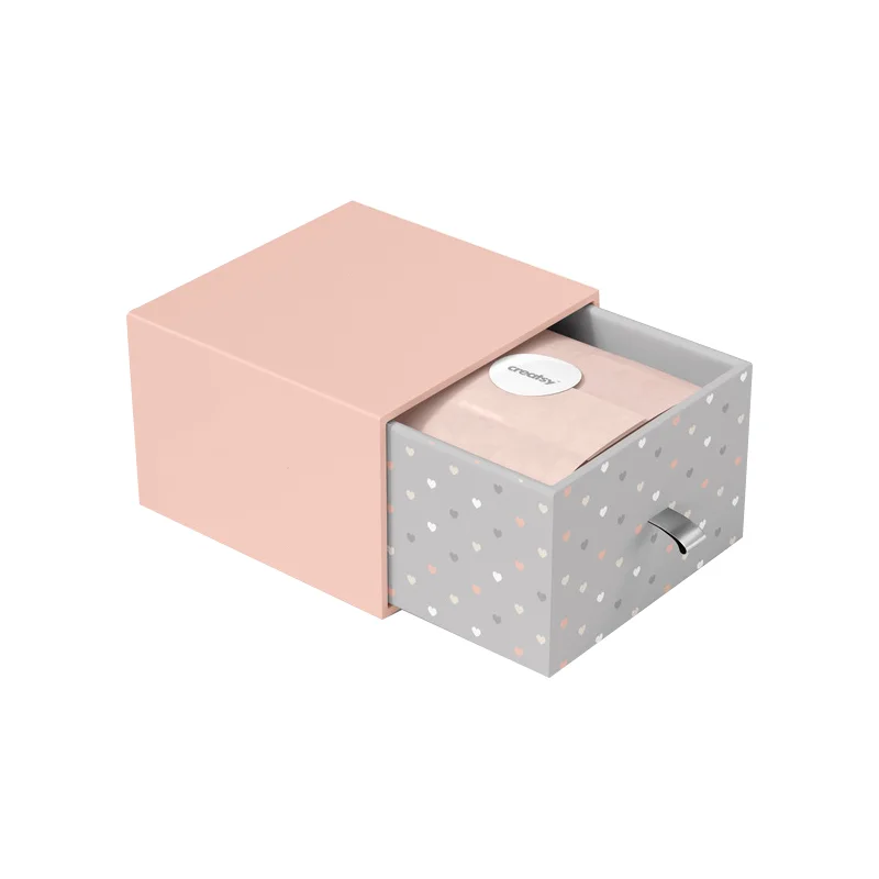 Custom Printing Pink Hard Rigid Cardboard Sliding Box With Ribbon Rope Gift Sleeve Towel Socks Clothes Drawer Box