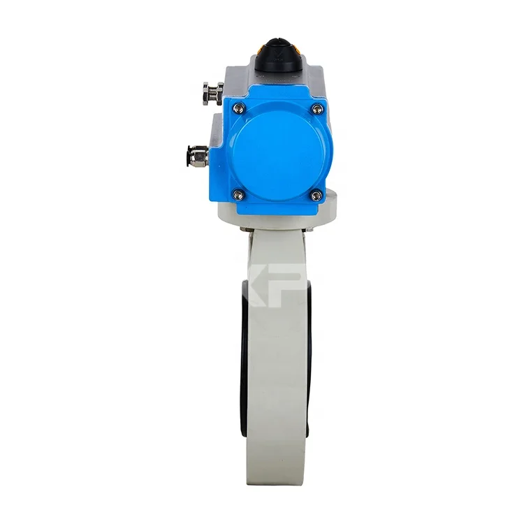 Custom 1 Inch Elastic Seated Plastic PPH Pneumatic Control Double Flange Butterfly Valve