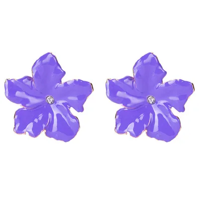 Милые Очаровательные летние ювелирные изделия масляные металлические серьги в форме цветка белые большие Кристальные серьги-гвоздики в форме цветка для девочек