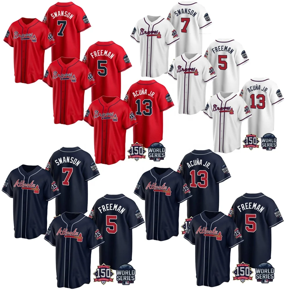 Мужская футболка с прострочкой в стиле Фредди Фримэн из фильма «Атланта», № 7, серия Swanson, № 13, Ronald Acuna Jr., № 5, 2021