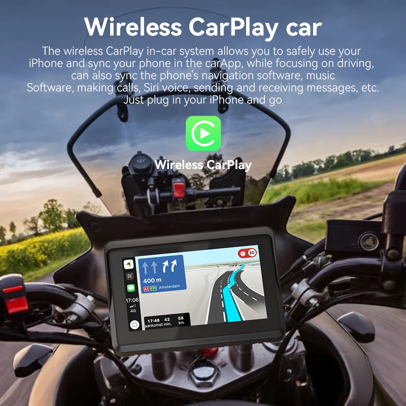Lancol Water proof motorcycle wireless carplay Android auto with navigation functions