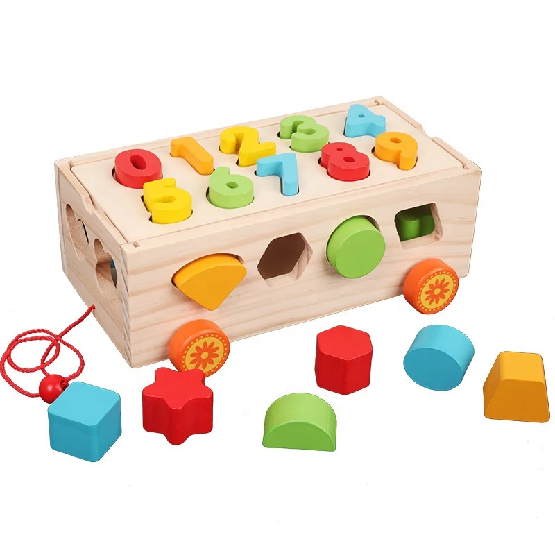 Wooden Educational Toy Montessori Wooden Number Puzzle Sorting Montessori Toys for Toddlers - Shape Sorter Game for Age 2 3 4 5