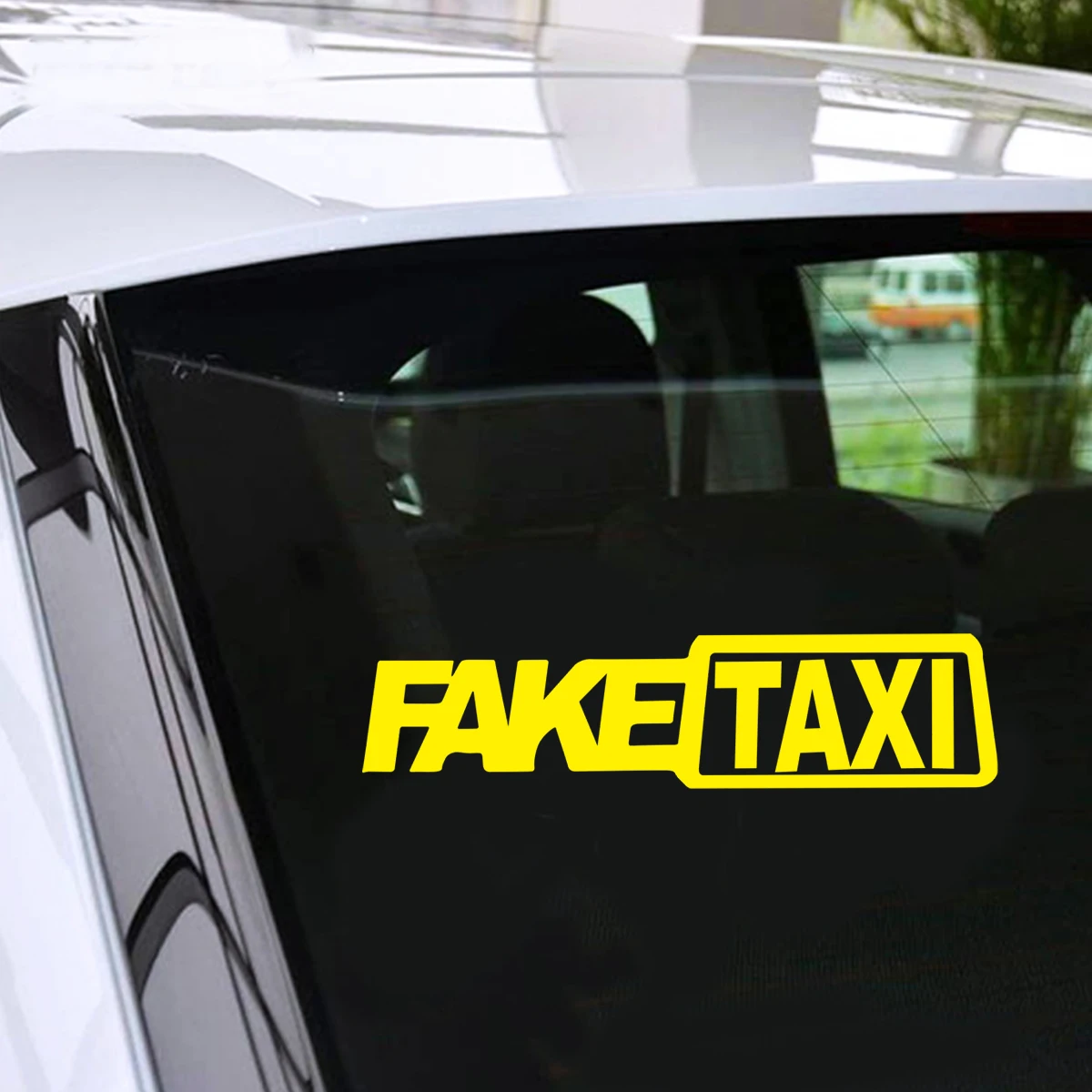 FUNNY TAXI Vinyl Decal Bumper Sticker JDM, FAKETAXI Car Windows Outdoor Gift Die Cut Decals Latop window Glass Vinyl Sticker