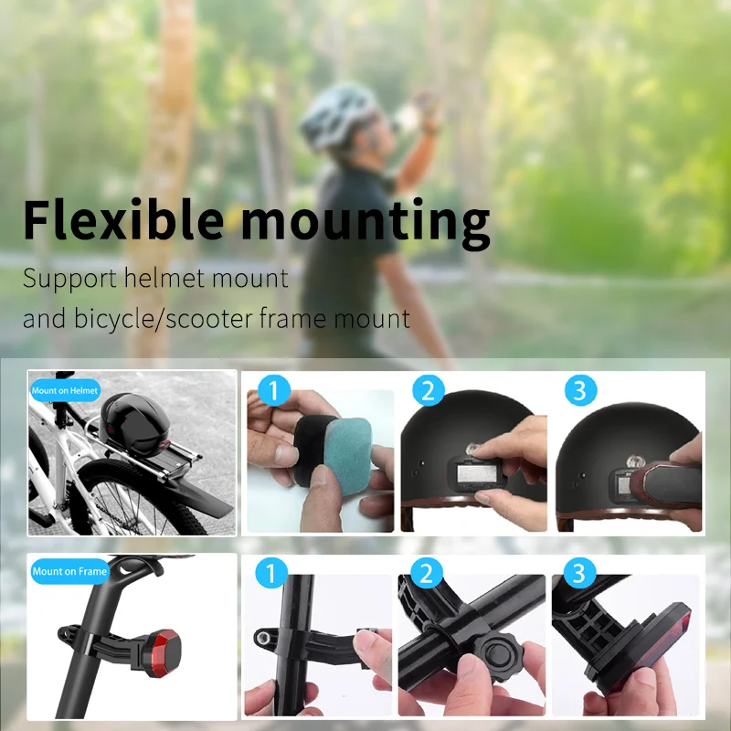 LED Bike Tail Rear Light USB Rechargeable Bicycle Signal Lamp Night Warn Cycling Portable Lights