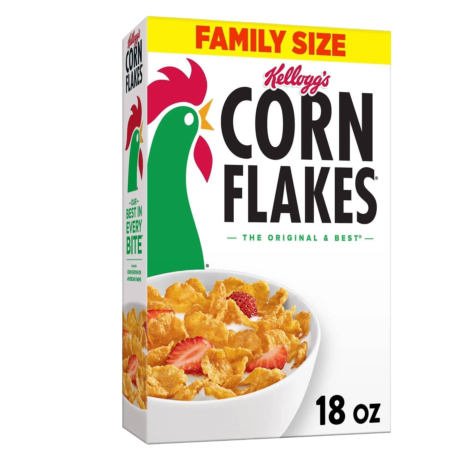Кукурузные хлопья Kellogg, полезные, вкусные готовые к употреблению хлопья для завтрака Мега размера, коробка 25,2 унций оптом