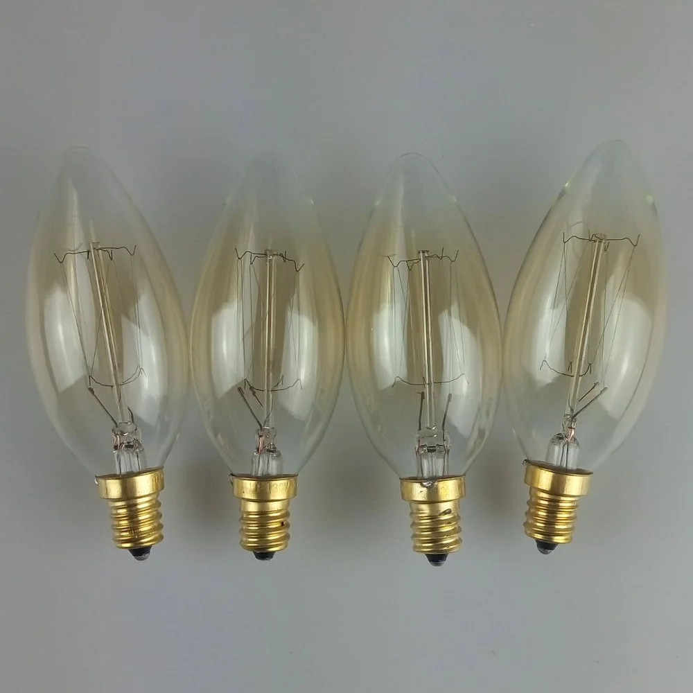 Dimmable 25W Carbon antique style light bulbs Tungsten vintage Edison lamp G35 Warm White E14 220V Candle Bulbs Lighting