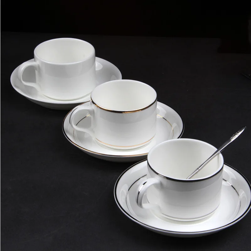  SU86 горячая Распродажа Белая Керамическая чайная чашка блюдце с золотым дизайном