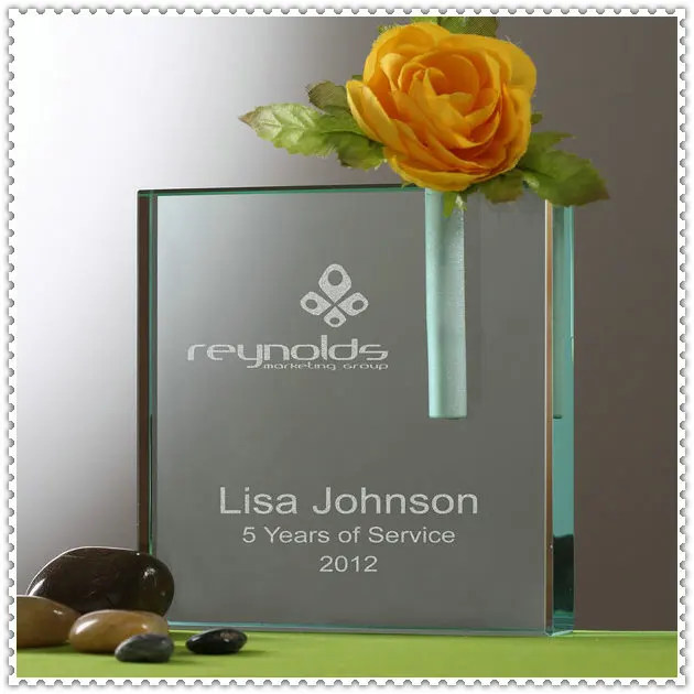 Tabletop Decorative Custom Engraved Jade Glass Engraved Vase