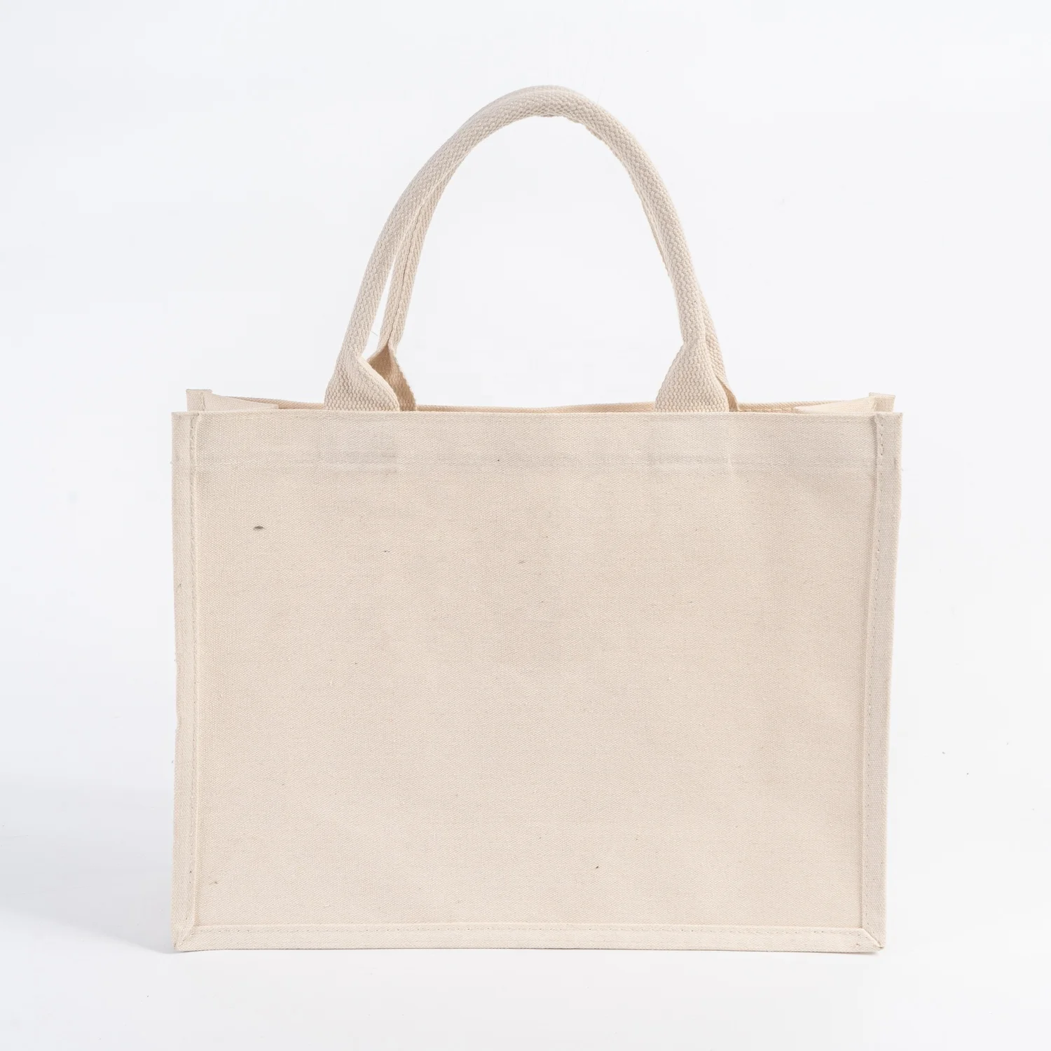 Eco-Friendly Jute Bag Custom Coated Linen Shopping Bag Beach Canvas tote bag for women With button