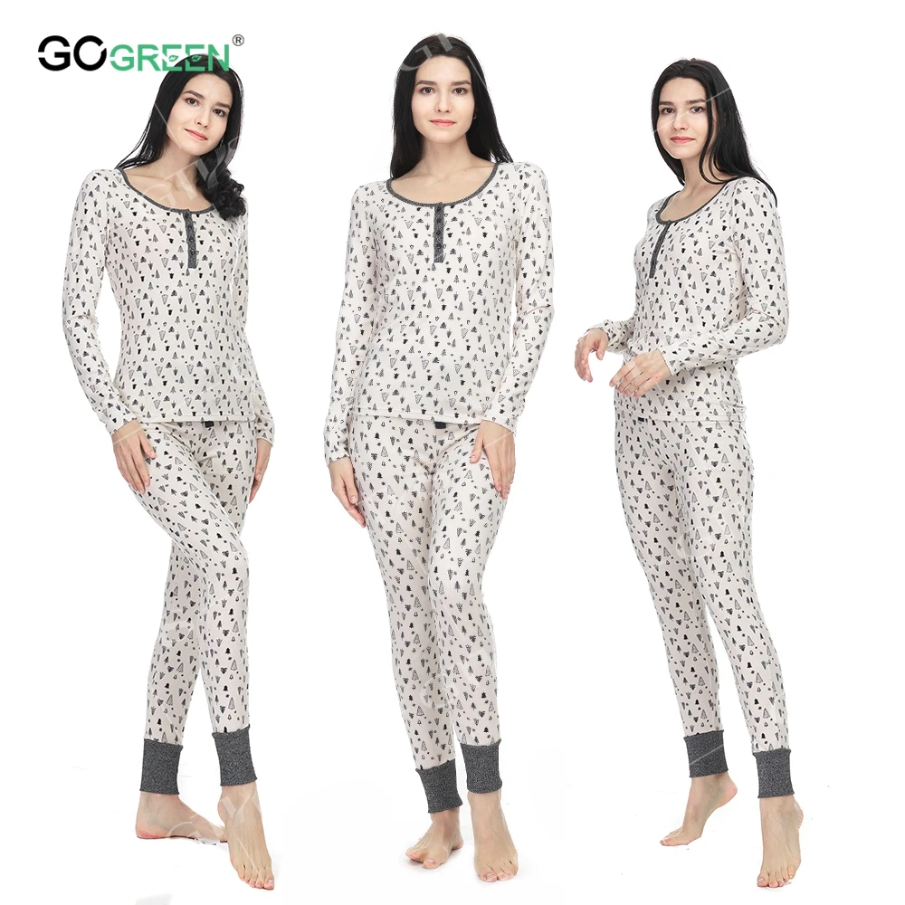 Printed Thin and Light Fashion Long Sleeve Fleece Pajamas Set