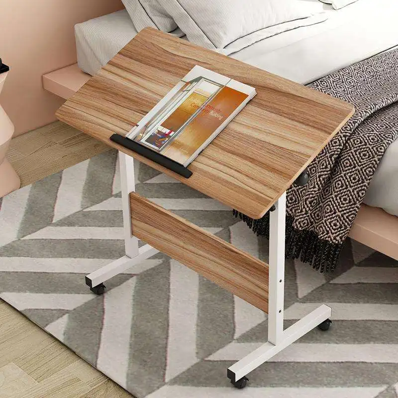 Rolling Laptop Table Overbed Table with Wheels Mobile Couch Snack Side Table with Tiltable Drawing Board