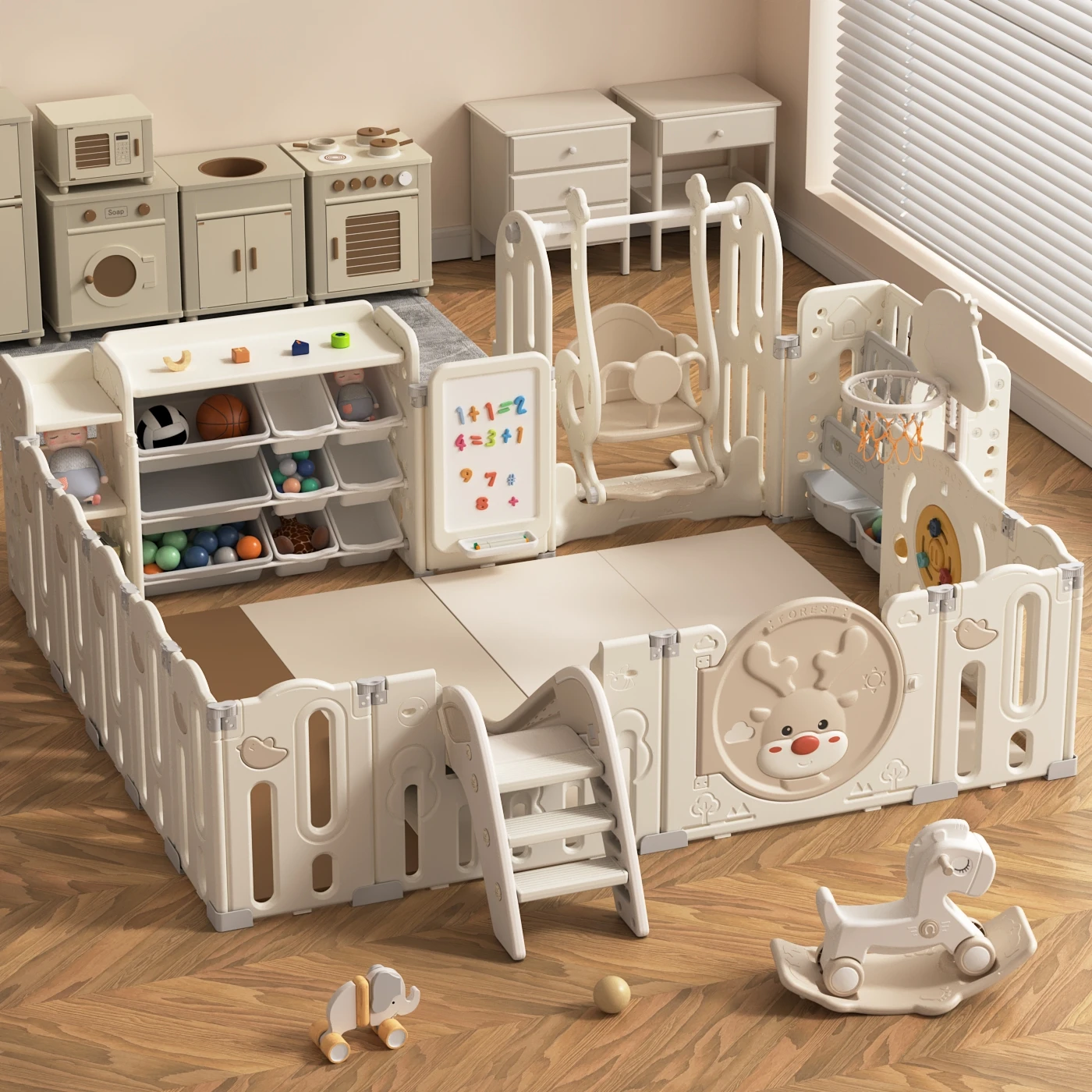 Factory directly sale safety fence toddler backyard indoor playground equipment playpen kids outdoor play with swing toy set