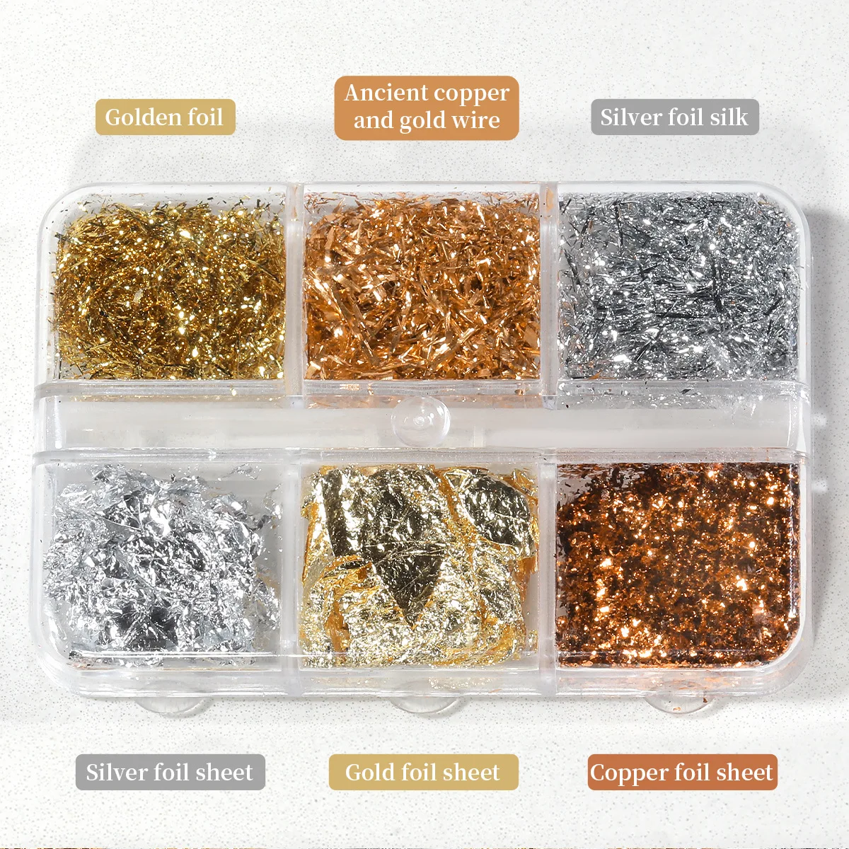 1 Box Golden Sliver Copper Foil Sequins Glitters Craft Leaf Flake Sheets Bulk Foil Paper for Gilding DIY Nail Art Decoration