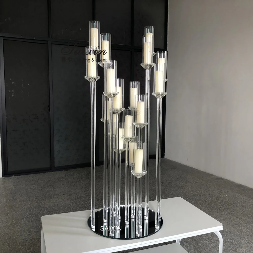 ZT- 388 Stunning 18 arms wedding crystal candle holder for table centerpiece supplies